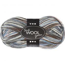 Sock Yarn, blue/grey harmony, L: 200 m, 50 g/ 1 ball [HOB-41318]