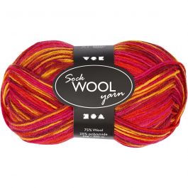 Sock Yarn, red/orange harmony, L: 200 m, 50 g/ 1 ball [HOB-41321]
