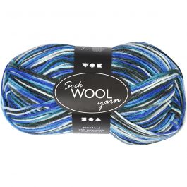 Sock Yarn, blue/turkis harmony, L: 200 m, 50 g/ 1 ball [HOB-41322]