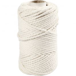 Macramé cord, off-white, L: 55 m, D 4 mm, 330 g/ 1 roll [HOB-414750]