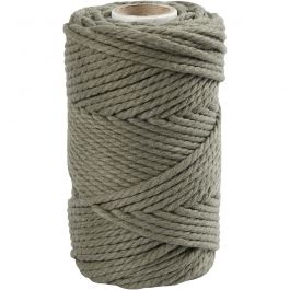 Macramé cord, moss green, L: 55 m, D 4 mm, 330 g/ 1 roll [HOB-414753]