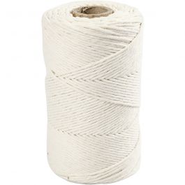 Macramé cord, off-white, L: 198 m, D 2 mm, 330 g/ 1 roll [HOB-414760]