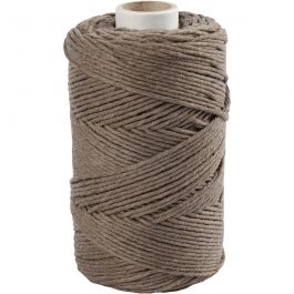 Macramé cord, light brown, L: 198 m, D 2 mm, 330 g/ 1 roll [HOB-414761]