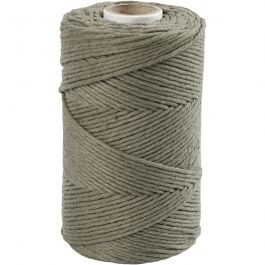 Macramé cord, moss green, L: 198 m, D 2 mm, 330 g/ 1 roll [HOB-414763]