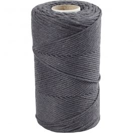 Macramé cord, grey, L: 198 m, D 2 mm, 330 g/ 1 roll [HOB-414764]