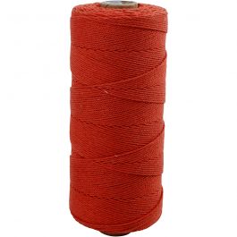 Cotton Twine, red, L: 315 m, thickness 1 mm, Thin quality 12/12, 220 g/ 1 ball [HOB-41506]