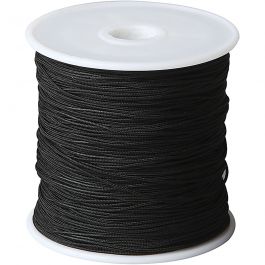 Polyester Cord, black, thickness 1 mm, 50 m/ 1 roll [HOB-41576]