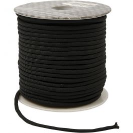 Polyester Cord, black, thickness 4 mm, 40 m/ 1 roll [HOB-41579]