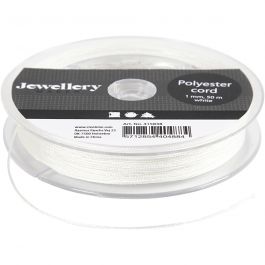 Polyester Cord, white, thickness 1 mm, 50 m/ 1 roll [HOB-415838]