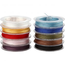 Polyester Cord, assorted colours, thickness 1 mm, 10x50 m/ 1 pack [HOB-41583]
