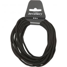 Polyester Cord, black, W: 5 mm, 4 m/ 1 roll [HOB-41635]