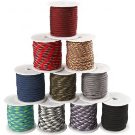 Polyester Cord, assorted colours, W: 5 mm, 10x10 m/ 1 pack [HOB-41652]