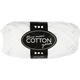 Cotton Yarn, white, no. 8/8, L: 80-85 m, size maxi , 50 g/ 1 ball [HOB-421310]