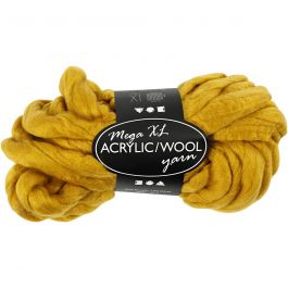 Chunky yarn of acrylic/wool, dark yellow, L: 15 m, size mega , 300 g/ 1 ball [HOB-42161]