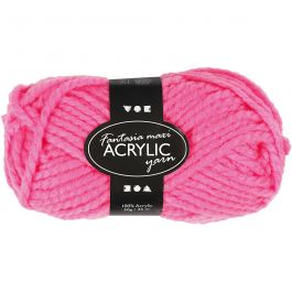 Fantasia Acrylic Yarn, neon pink, L: 35 m, Maxi, 50 g/ 1 ball [HOB-421861]