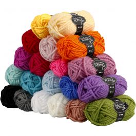 Fantasia Acrylic Yarn, assorted colours, L: 35 m, Maxi, 20x50 g/ 1 pack [HOB-42190]