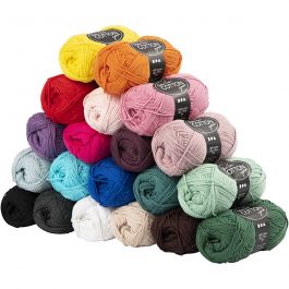 Cotton Yarn, assorted colours, no. 8/4, L: 170 m, Content may vary , 20x50 g/ 1 pack [HOB-43101]