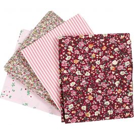 Patchwork Fabric, rose, size 45x55 cm, 100 g, 4 pc/ 1 bundle [HOB-441832]