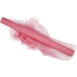 Tulle, rose, W: 50 cm, 5 m/ 1 roll [HOB-44613]