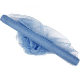 Tulle, light blue, W: 50 cm, 5 m/ 1 roll [HOB-44617]