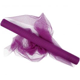 Tulle, purple, W: 50 cm, 5 m/ 1 roll [HOB-44618]