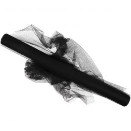 Tulle, black, W: 50 cm, 5 m/ 1 roll [HOB-44619]