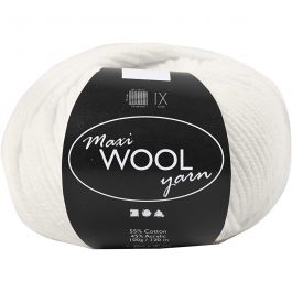 Wool yarn, off-white, L: 125 m, 100 g/ 1 ball [HOB-447401]