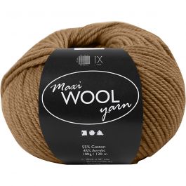 Wool yarn, light brown, L: 125 m, 100 g/ 1 ball [HOB-447415]