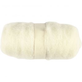 Carded Wool, white, 100 g/ 1 bundle [HOB-451010]
