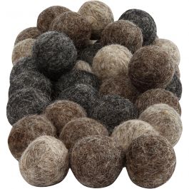 Felt balls, natural, D 20 mm, 64 pc/ 1 pack [HOB-45109]