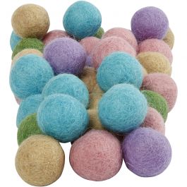 Felt balls, pastel yellow, D 20 mm, 64 pc/ 1 pack [HOB-45135]