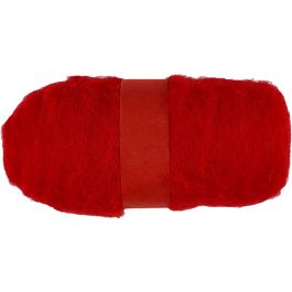 Carded Wool, red, 100 g/ 1 bundle [HOB-451760]