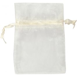 Organza Bags, off-white, size 7x10 cm, 10 pc/ 1 pack [HOB-47429]