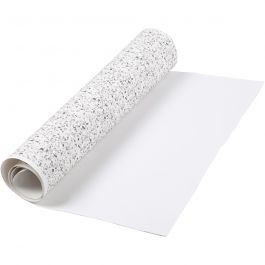 Faux Leather Paper, white, W: 49,5 cm, foil,printed, 350 g, 1 m/ 1 roll [HOB-498832]