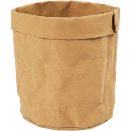 Faux Leather Storage Bag, light brown, H: 12 cm, D 11 cm, 350 g, 1 pc [HOB-49888]