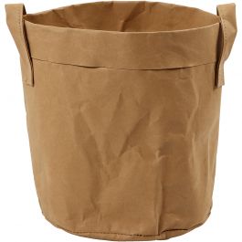 Faux Leather Storage Bag, light brown, H: 20 cm, D 19,5 cm, 350 g, 1 pc [HOB-49889]