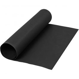 Faux Leather Paper, black, W: 50 cm, one coloured, 350 g, 1 m/ 1 roll [HOB-498944]