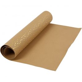 Faux Leather Paper, light brown, gold, W: 50 cm, one coloured,foil, 350 g, 1 m/ 1 roll [HOB-498958]