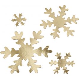 Snowflake, gold, D 3+5+8+10 cm, 350 g, 16 pc/ 1 pack [HOB-49897]