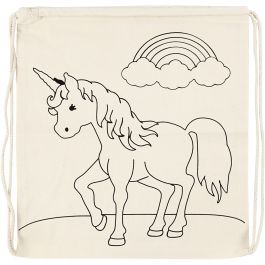 Gym bag, light natural, unicorns, size 37x41 cm, 110 g, 1 pc [HOB-499652]
