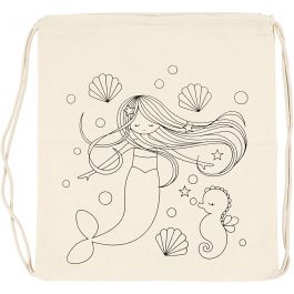 Gym bag, light natural, mermaid, size 37x41 cm, 110 g, 1 pc [HOB-499653]