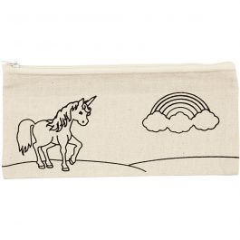 Pencil case, light natural, unicorn, size 21x9 cm, 245 g, 1 pc [HOB-499662]