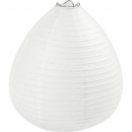 Rice paper lamp, white, Raindrop, H: 27 cm, D 25 cm, 1 pc [HOB-500282]