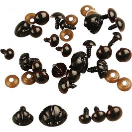 Teddy Bear Eyes & Noses, D 10-15 mm, size 15-25 mm, 130 asstd./ 1 pack [HOB-50098]