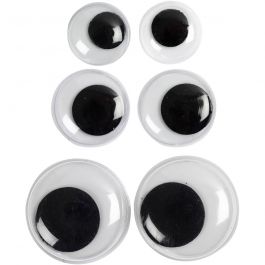 Wiggly eyes, D 12+14+20 mm, 18 asstd./ 1 pack [HOB-50139]