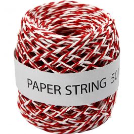 Paper String, red/white, thickness 1 mm, 50 m/ 1 roll [HOB-50326]