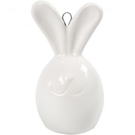 Rabbit, white, H: 6,7 cm, D 3,6 cm, 3 pc/ 1 pack [HOB-505780]