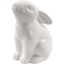 Rabbit, white, H: 9 cm, D 5,5 cm, 12 pc/ 1 box [HOB-50579]