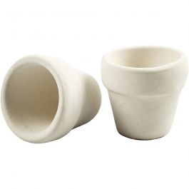 Flower Pots, white, H: 4,6 cm, D 5,2 cm, 6 pc/ 1 box [HOB-506490]