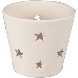 Tea Light Candle Holder, white, H: 6,5 cm, D 7 cm, 12 pc/ 1 box [HOB-50689]